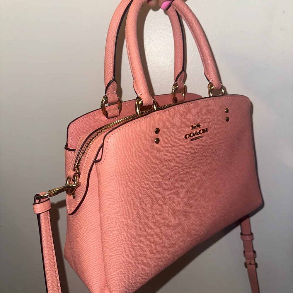 Coach Pink Bag with Gold Accents